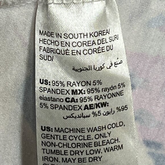 Chicos Abstract Paisley Dress Small Blue Yellow Short Sleeve Stretch - Picture 8 of 11